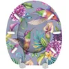 A toilet seat with a floral and hummingbird design. Produktbild-Vorschau