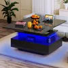 A modern coffee table with LED lighting in a living room setting. Produktbild-Vorschau