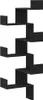 A black, zig-zag shaped wall shelf unit against a white background. Náhled obrázku produktu