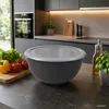 Rührschüssel mit Deckel + Salatseiher Sieb Grau Kunststoff Produktbild-Vorschau 4