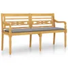 Batavia-Bank mit Grauem Kissen 150 cm Massivholz Teak Produktbild-Vorschau 1