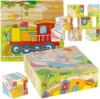 Vzdelávacie drevené puzzle bloky Vozidlá 9el. Náhľad obrázku produktu 1