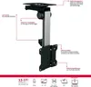 A diagram of a ceiling TV mount with callouts describing its features. Produktbild-Vorschau