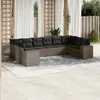 10-tlg. Garten-Sofagarnitur mit Kissen Grau Poly Rattan Produktbild-Vorschau 2