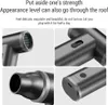 A collage of four close-up images of a black and gray portable dust blower, highlighting different parts of the device. Náhled obrázku produktu