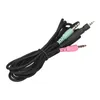 A black audio cable with green and pink connectors, coiled on a white background. Podgląd zdjęcia produktu