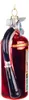 A close-up side view of a glass ornament shaped like a fire extinguisher. Náhľad obrázku produktu