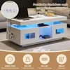 Tavolino Merax bianco lucido, 100x50x43cm, tavolino LED con Anteprima dell’immagine prodotto 11