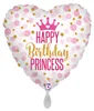 Folienballon Herz Glitter Birthday Princess 45cm Produktbild-Vorschau 1
