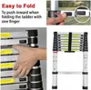 A collage of images showing a telescopic ladder, including close-ups of its folding mechanism and a full view of the ladder. Anteprima dell’immagine prodotto