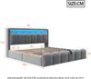 A diagram of a bed with dimensions and features highlighted. Produktbild-Vorschau