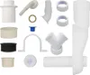 A collection of plumbing fittings and connectors, likely for a washing machine or sink. Produktbild-Vorschau