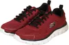 A pair of red Skechers athletic shoes with black laces and white soles are shown against a white background. Produktbild-Vorschau