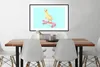 MuchoWow® Gerahmtes Poster Ente - Küken - Skateboard - Blau Produktbild-Vorschau 3