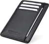 A black leather cardholder with credit cards inserted. Produktbild-Vorschau