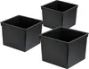 Three black square planters are arranged on a white background. Náhľad obrázku produktu