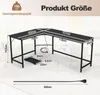 A diagram showing the dimensions of an L-shaped desk. Náhled obrázku produktu