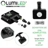 Product components and marketing text for a LUMILED lighting series. Voir les images du produit