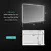 Diagrams and text showing dimensions and installation notes for an LED bathroom mirror. Produktbild-Vorschau