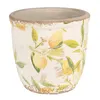 A ceramic pot with a lemon and leaf pattern. Produktbild-Vorschau