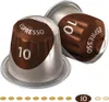 Two coffee capsules are shown against a white background, with a row of coffee beans depicted below. Produktbild-Vorschau