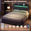 Łóżko tapicerowane COSTWAY 160 x 200 cm z oświetleniem LED, Podgląd zdjęcia produktu 4