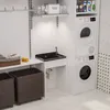 A laundry room with a sink, washing machine, dryer, and laundry baskets. Podgląd zdjęcia produktu