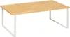 A simple, modern storage shelf with a bamboo top and white metal legs, presented against a plain white background. Podgląd zdjęcia produktu