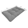 A grey cushion with dimensions indicated by lines and text. Produktbild-Vorschau