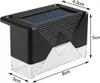 A close-up, angled view of a black and clear LED solar garden light with dimensions indicated by white text and arrows. Podgląd zdjęcia produktu