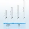 A diagram showing different sizes of electric towel rails with corresponding power outputs, and a table detailing height ranges and recommended power. Anteprima dell’immagine prodotto