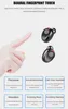 A hand is shown interacting with a pair of wireless earbuds, with feature descriptions below. Produktbild-Vorschau