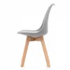 A side view of a modern gray chair with light wood legs, isolated on a white background. Podgląd zdjęcia produktu