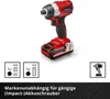 A red and black impact driver with accessory icons and text. Náhled obrázku produktu