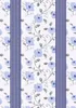 A seamless pattern of blue flowers and green vines on a white background, with vertical blue and white stripes on the sides. Produktbild-Vorschau