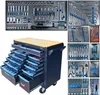 A collage of images showing a tool cart and various tool sets. Voir les images du produit