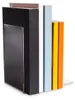 A set of bookends holding several books of different colors. Produktbild-Vorschau