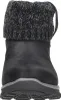A front view of a black boot with a knitted gray and black cuff. Voir les images du produit