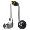 A hand drill with a black handle and a yellow accent, set against a white background. Produktbild-Vorschau
