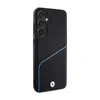 A black smartphone case with a textured pattern and a blue accent line, featuring a BMW logo at the bottom. Podgląd zdjęcia produktu