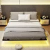 Metalowa rama łóżka COSTWAY, podwójne łóżko z diodami LED, Podgląd zdjęcia produktu 2