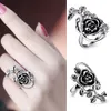 Gothic Damen Rose Flower Vine Legierung Emaille Fingerring Produktbild-Vorschau 4