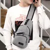 Herren Sling Bag Crossbody Tasche mit USB Port, A0575 Grau Produktbild-Vorschau 4