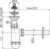 Technical drawing of a plumbing fixture with dimensions. Náhled obrázku produktu