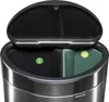 A close-up view of the top of a Brabantia Mülleimer Touch Bin New, showing the open lid and two internal compartments. Voir les images du produit