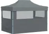 A gray pop-up tent with three walls and clear windows, shown against a white background. Náhled obrázku produktu