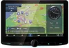 A car infotainment system displaying a map, clock, and media information. Produktbild-Vorschau