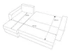 A line drawing of a sofa bed with dimensions indicated. Náhled obrázku produktu