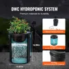 A hydroponic system bucket with a plant growing in it, shown with dimensions and feature callouts. Náhľad obrázku produktu