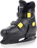 A black ice skate with yellow accents, shown from the side against a white background. Voir les images du produit